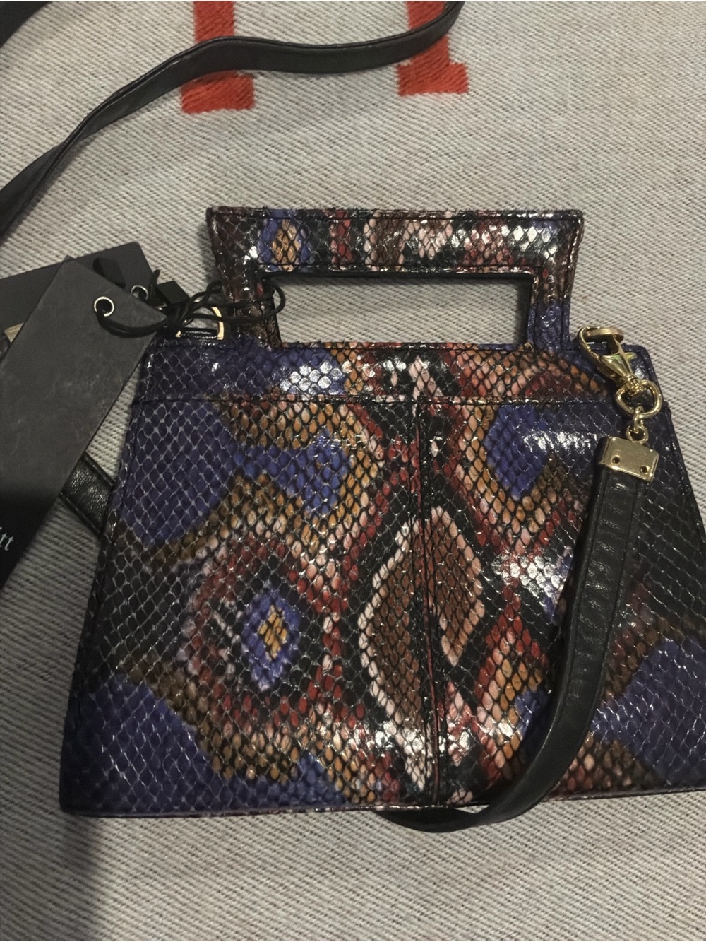 Hammitt Multicolor Snakeskin-Print Crossbody Bag with Black Strap